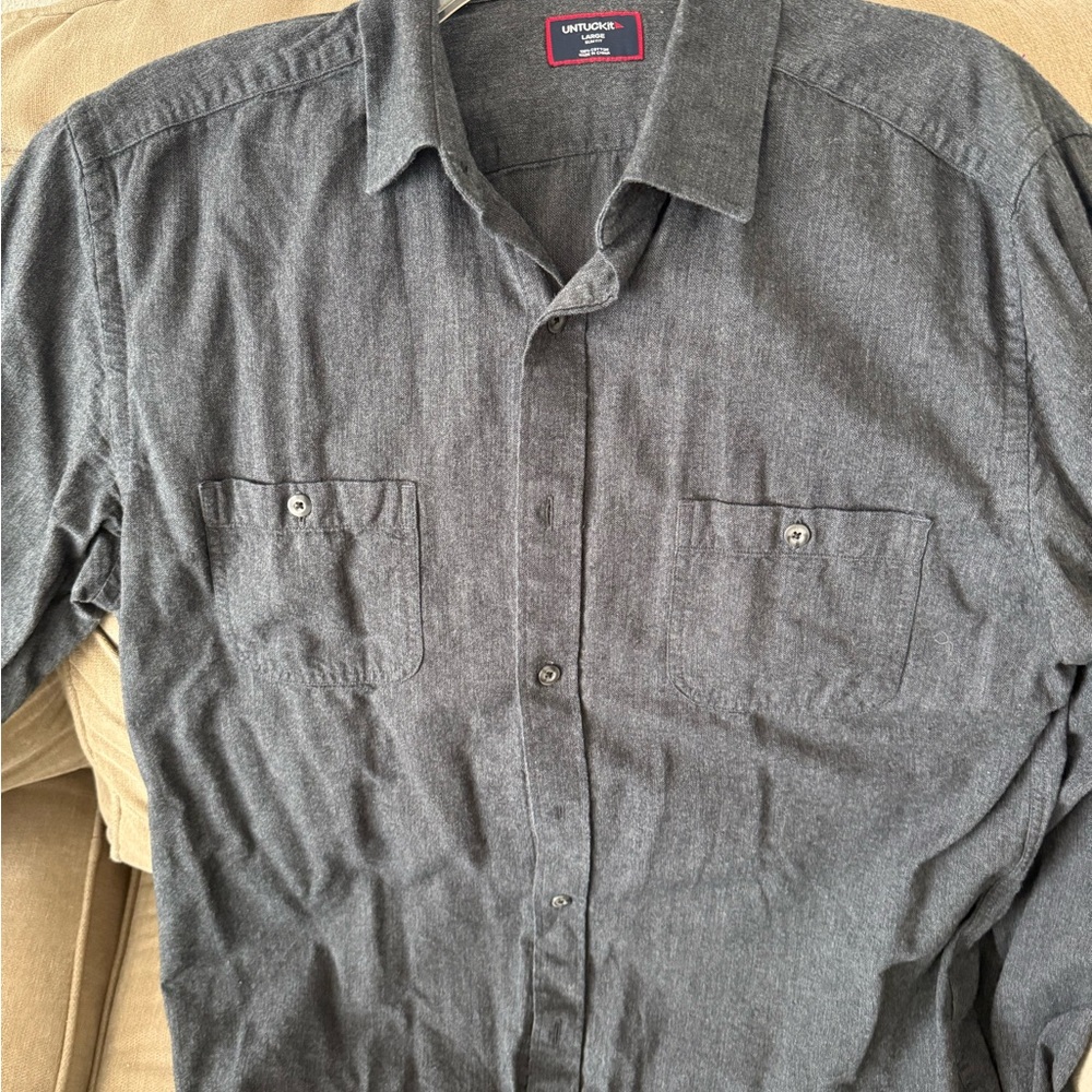 UNTUCKit Men's Gray Casual Flannel